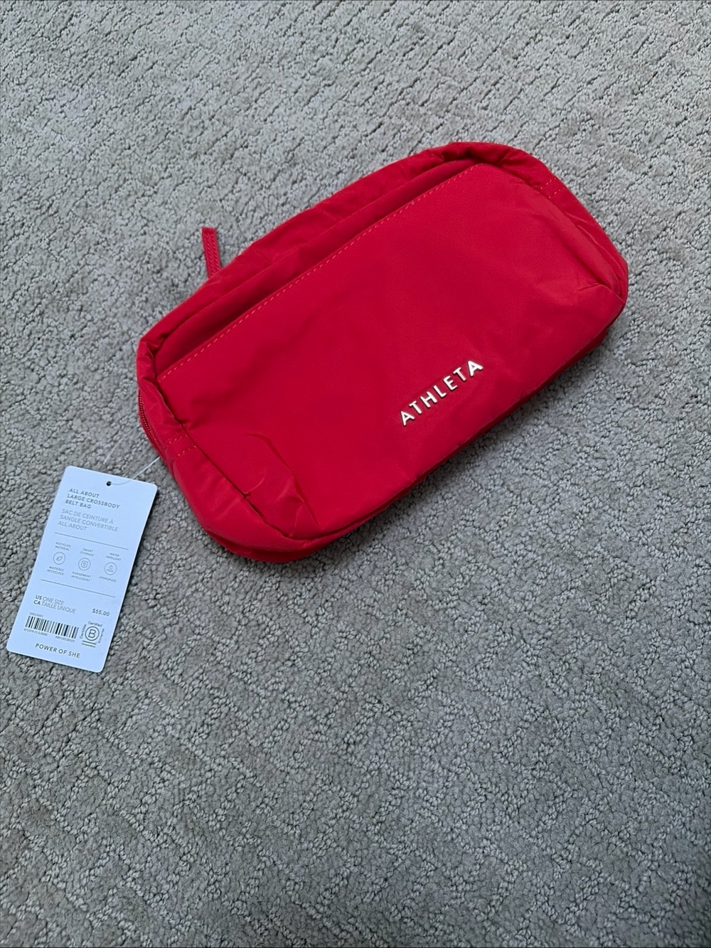 Athleta Bright Red all about large crossbody bag Pouch purse NWT NEW